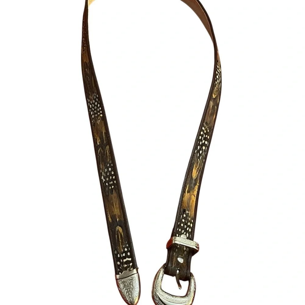 Elegant Brown Leather Belt with Silver Buckle